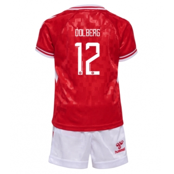 Danimarca Kasper Dolberg #12 Maglia Gara Casa Repliche Europei 2024 Bambino